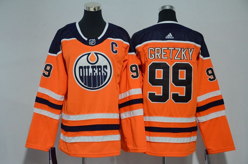 Women Edmonton Oilers #99 Gretzky Oragne Hockey Stitched Adidas NHL Jerseys->women nhl jersey->Women Jersey